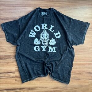 World Gym Gorilla Logo Graphic Print Crew Neck T-Shirt Black Men's L